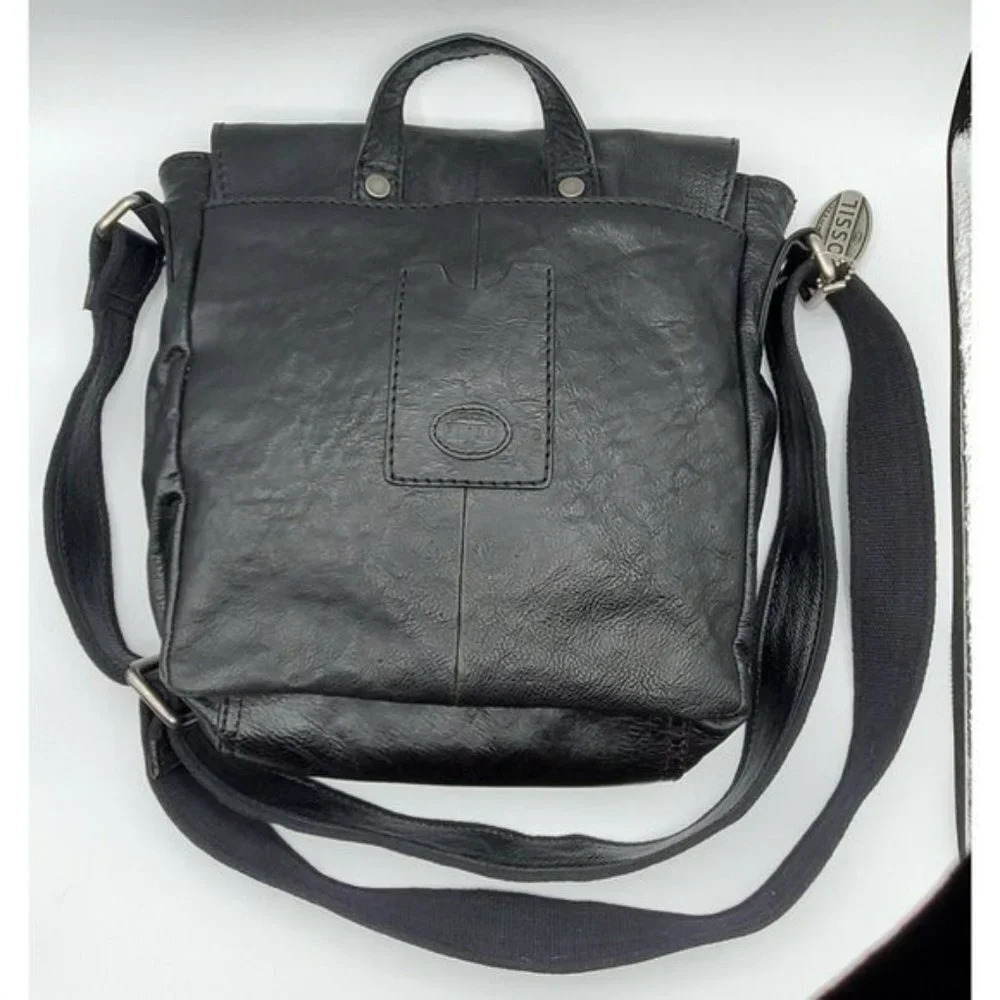 Fossil Black Leather Decker City Shoulder Bag Purs - Picture 5 of 11